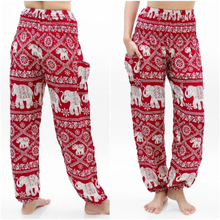 Burgundy ELEPHANT Pants Women Boho Pants Hippie Pants Yoga - Lacatang Market